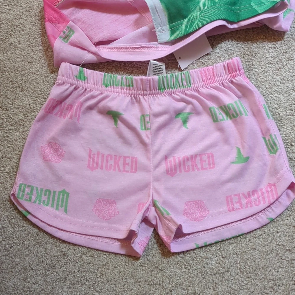 Wicked Pink and Green Short Sleeve Kids Pajama Set - Picture 6 of 7